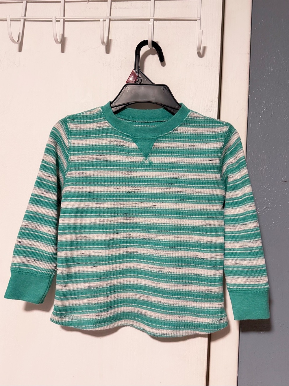okie dokie Teal and White Striped Long-Sleeve Tee